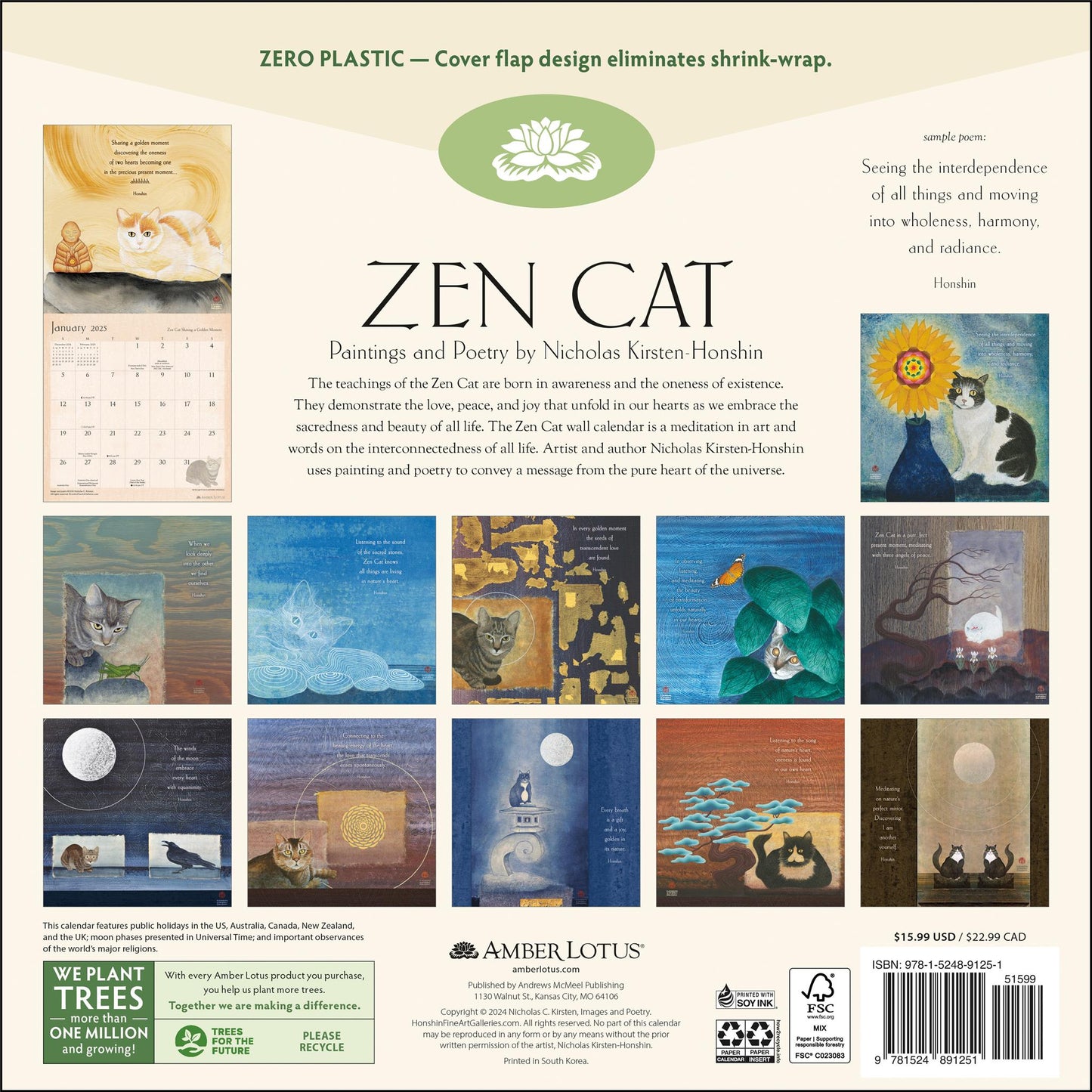 Zen Cat Wall 2025 Calendar - Online Exclusive